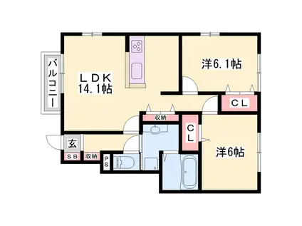 セーフティー コートⅡ(2LDK/1階)の間取り写真