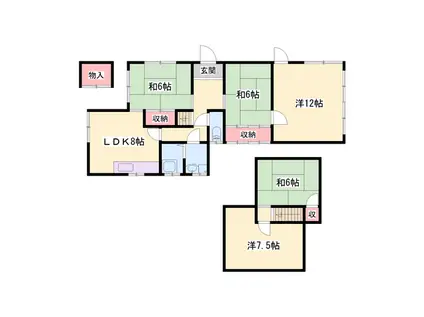 姫新線 播磨高岡駅 徒歩35分 2階建 築49年(4SLDK)の間取り写真