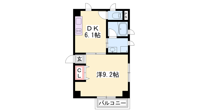 アビックス英賀保駅前(1DK/3階)の間取り写真