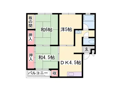 恵美酒ガーデンコート(3DK/5階)の間取り写真