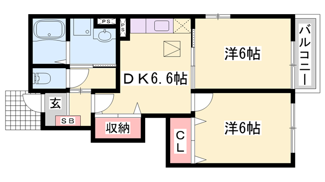 メゾン ド セゾンB(2DK/1階)の間取り写真