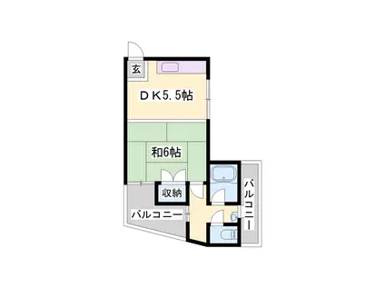 東口ハイツ(1DK/2階)の間取り写真