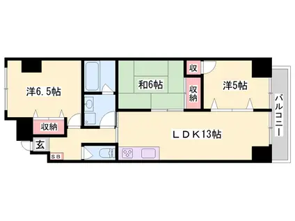 ブルー・エス(3LDK/6階)の間取り写真