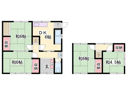 播但線 野里駅 徒歩24分 2階建 築56年(4DK)の間取り写真
