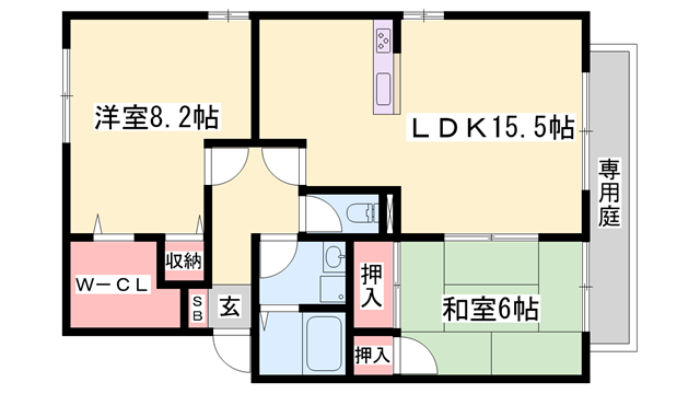 カームフォレスト(2LDK/2階)の間取り写真