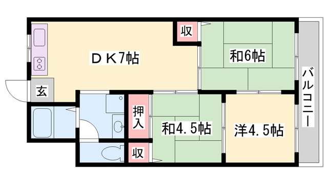 コーポかおり(3DK/3階)の間取り写真