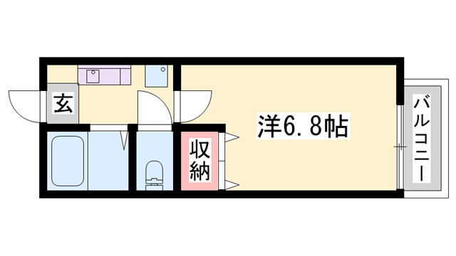 クリエイト興浜(1K/1階)の間取り写真