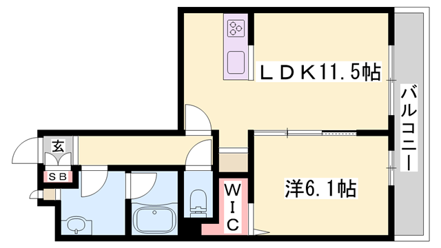フォンテーヌSフラット(1LDK/3階)の間取り写真