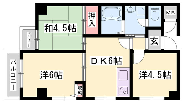 ロイヤルコーポ伊保Ⅱ(3DK/4階)の間取り写真