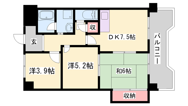 ロイヤルコーポ伊保(3DK/5階)の間取り写真