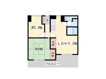 ユニハイツ(2LDK/2階)の間取り写真