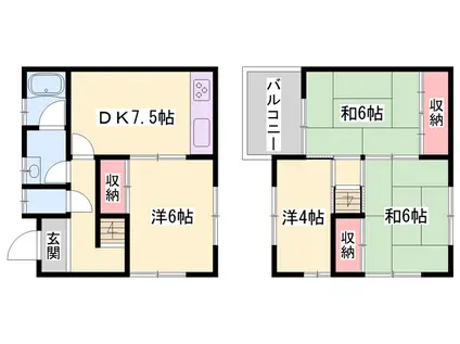 山陽本線 宝殿駅 徒歩18分 2階建 築34年(4DK)の間取り写真
