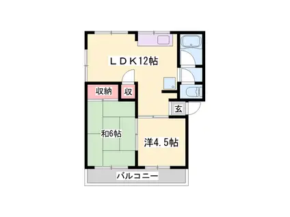 パールハイツ新野辺(2DK/2階)の間取り写真