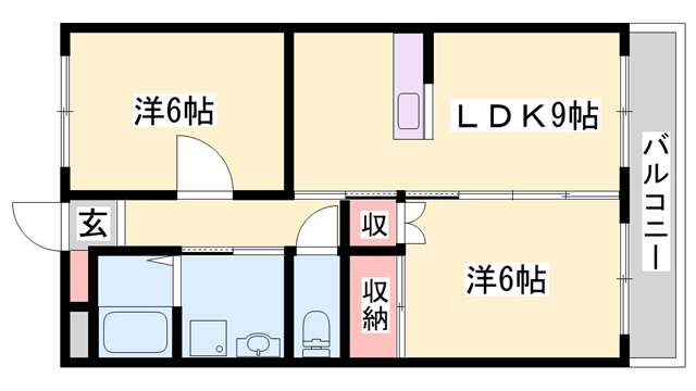 インタービレッジ山崎(2LDK/2階)の間取り写真