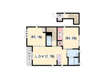 野口ハイツ峰(2LDK/2階)の間取り写真