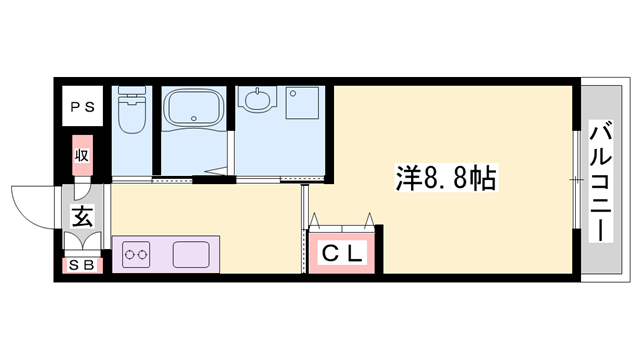 ソネテラス(1K/2階)の間取り写真