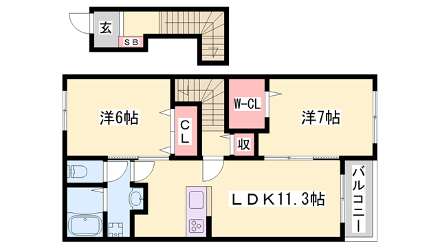 エスペランサ(2LDK/2階)の間取り写真