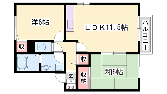 セジュールK(2LDK/1階)の間取り写真