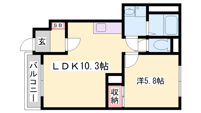ディライトハウス宝殿(1LDK/1階)の間取り写真