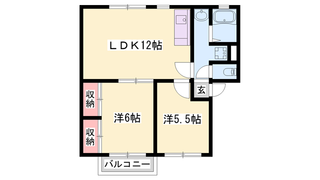 ショウナンA(2LDK/2階)の間取り写真