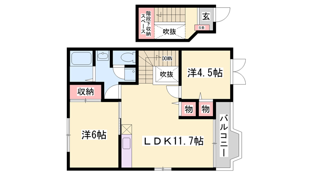 プロムナード(2LDK/2階)の間取り写真