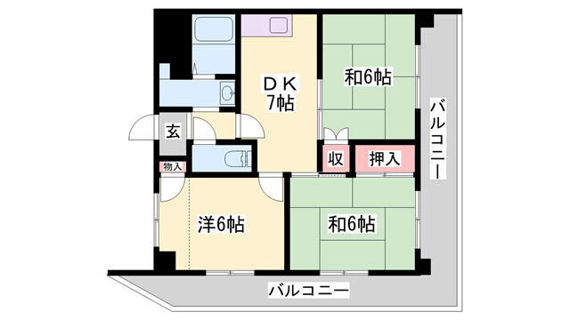 ロイヤルコーポ高砂(3DK/4階)の間取り写真