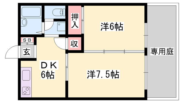 プチメゾン梅原(2DK/1階)の間取り写真