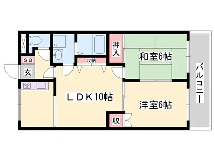 ピア・ルミナス 2番館(2LDK/1階)の間取り写真