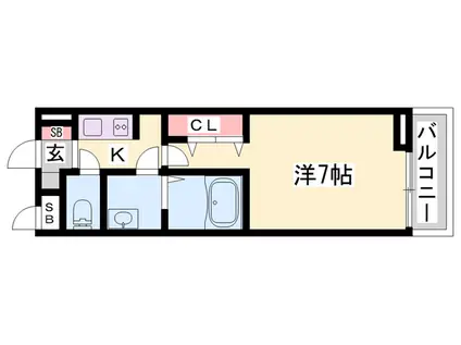 フリーデハクロ(1K/2階)の間取り写真