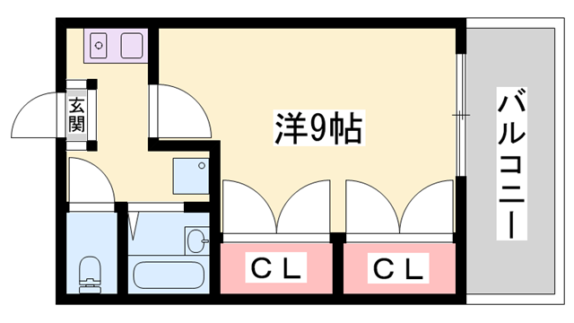 フォレスト光(1K/2階)の間取り写真