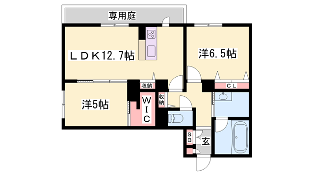シャーメゾンノワールエブラン(2LDK/1階)の間取り写真