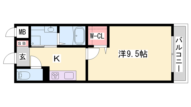 ビジュドゥメール(1K/2階)の間取り写真