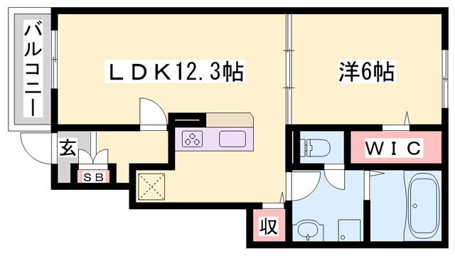 サウス・ヴィラ(1LDK/1階)の間取り写真