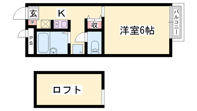 フレーズ弐番館(1K/2階)の間取り写真