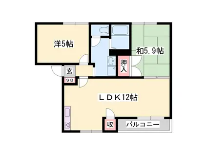 リバーサイドⅡ(2LDK/2階)の間取り写真