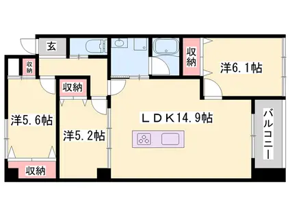 SARA(3LDK/2階)の間取り写真