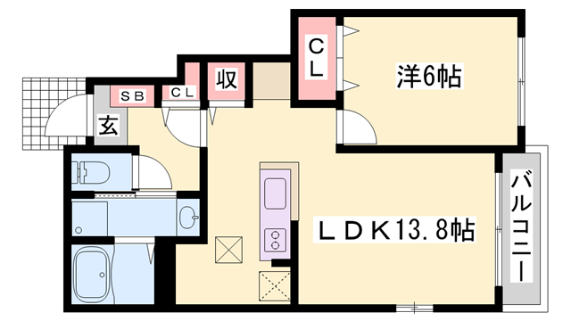 スピカⅡ(1LDK/1階)の間取り写真