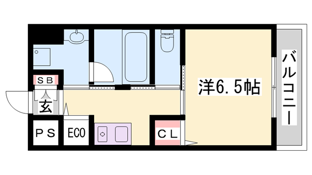 ステラ英賀保(1K/3階)の間取り写真