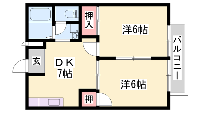 タウニーSA(2DK/2階)の間取り写真