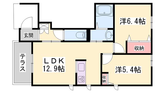 PISO MARIO(2LDK/1階)の間取り写真