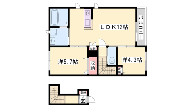 シャーメゾン和田(2LDK/2階)の間取り写真
