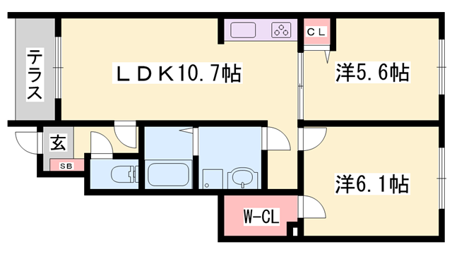 フラン・セーヌⅠ番館(2LDK/1階)の間取り写真