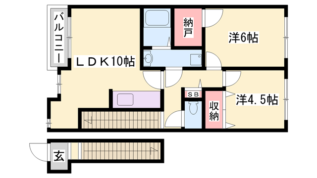 バルテュス広畑(2LDK/2階)の間取り写真