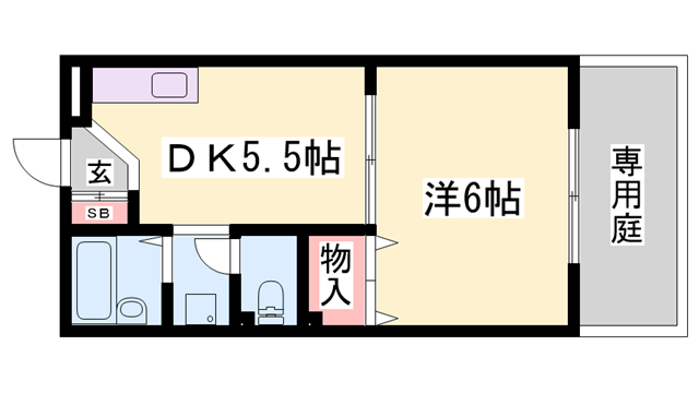 ロイヤルハイツ2(1DK/2階)の間取り写真