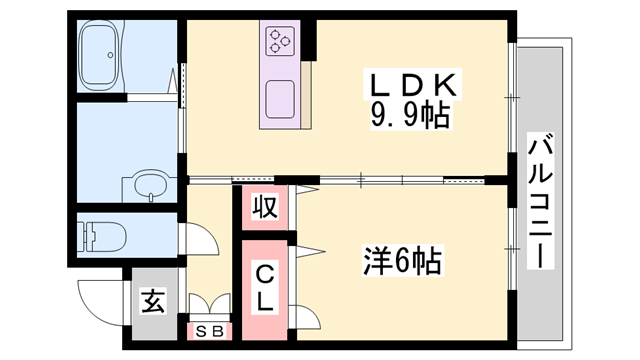 ソレイユイズミ(1LDK/2階)の間取り写真