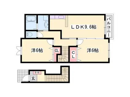 ヴィラ・ポポラーレⅠ(2LDK/2階)の間取り写真