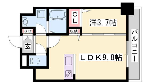 レジデンスH忍町(1LDK/1階)の間取り写真