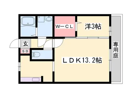 エクセル英賀保八十八 A棟(1LDK/1階)の間取り写真