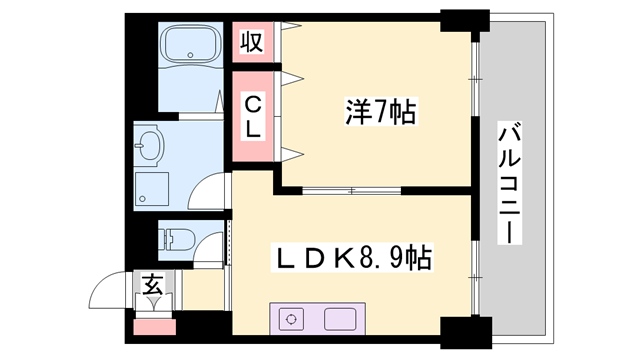 リュストル稲美(1LDK/4階)の間取り写真