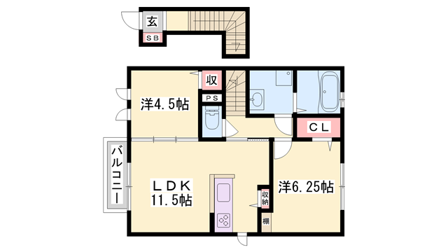クローバー青山(2LDK/2階)の間取り写真